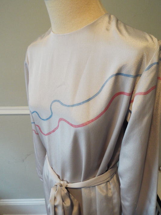 Beautiful Vintage Long Sleeve Silvery Gray Dress