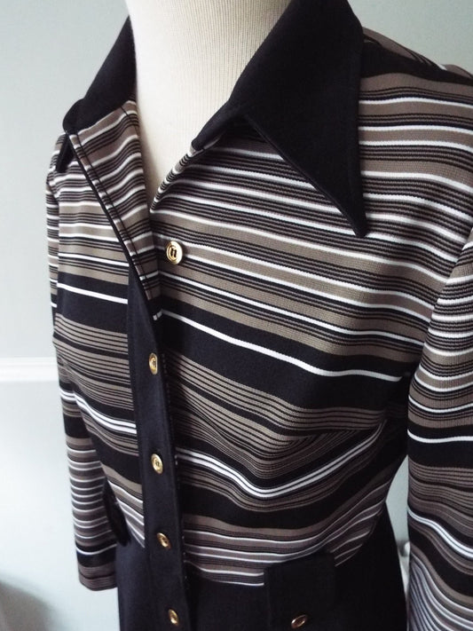 Vintage Long Sleeve Striped Dress by Kay Windsor