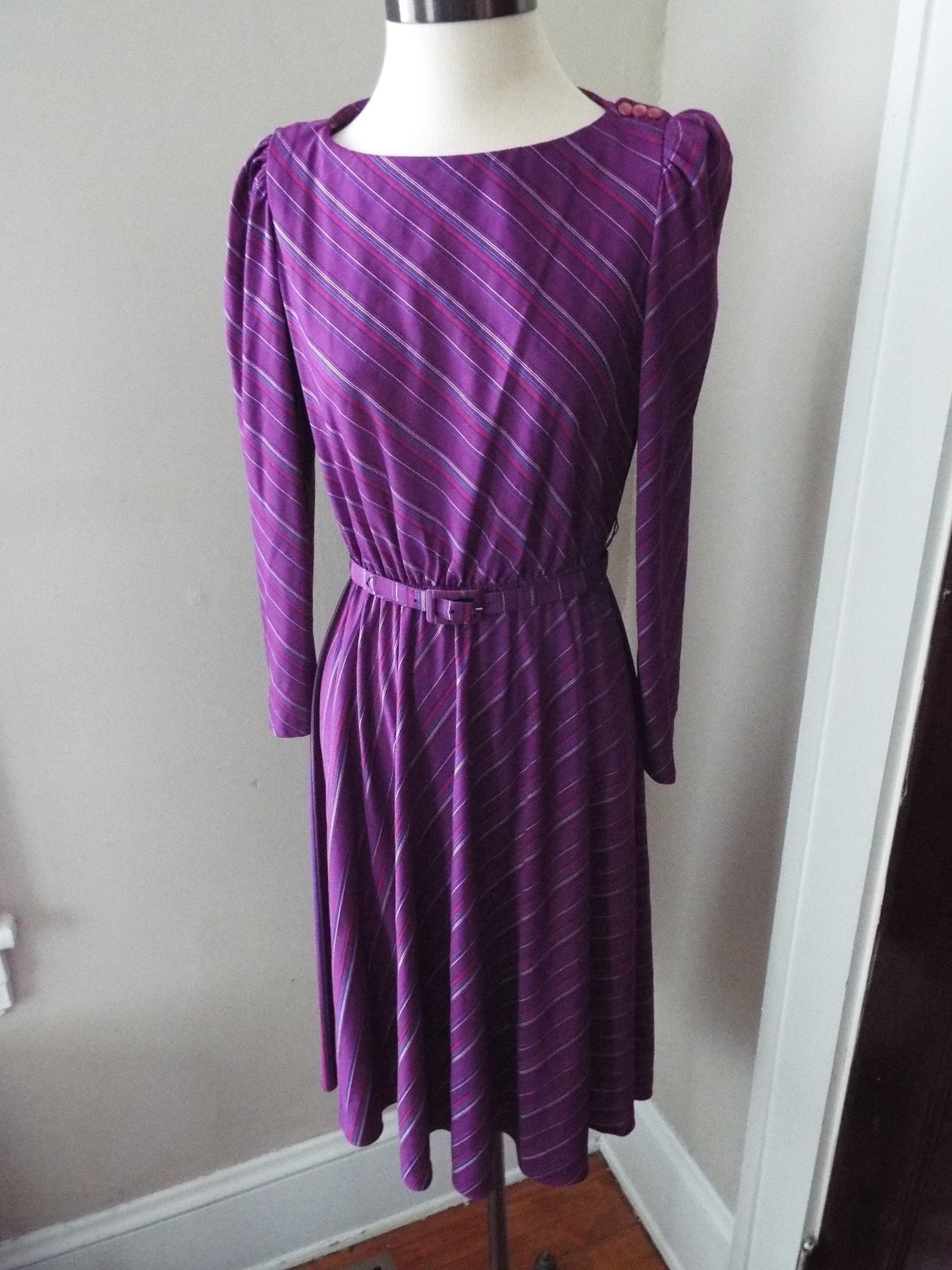 Vintage Long Sleeve Striped Dress by Sally Lou