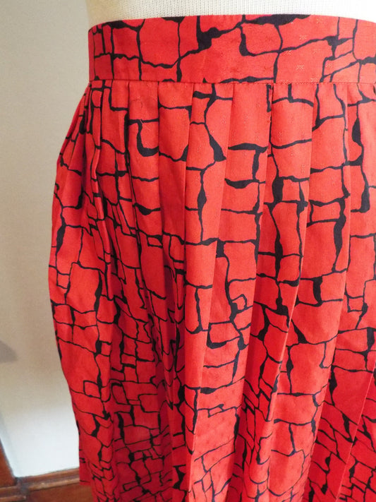 Vintage Red and Black Print Skirt