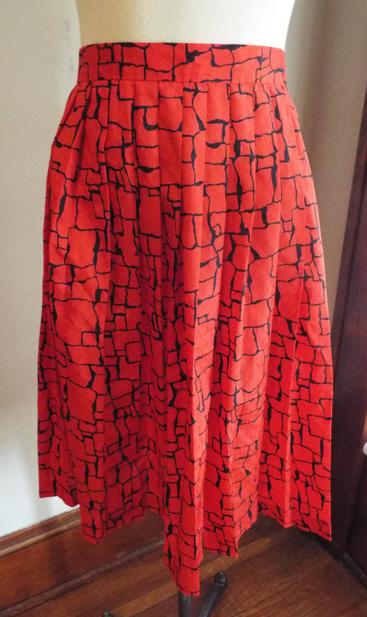 Vintage Red and Black Print Skirt