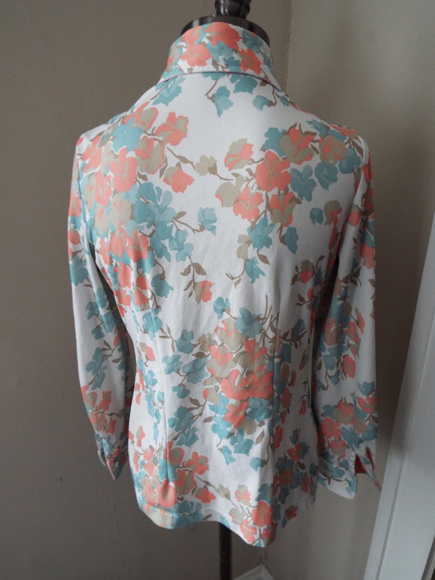 Vintage Long Sleeve Button Down Floral Print Blouse by Sears