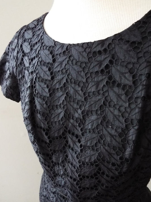 Vintage Short Sleeve Little Black Dress with Bow