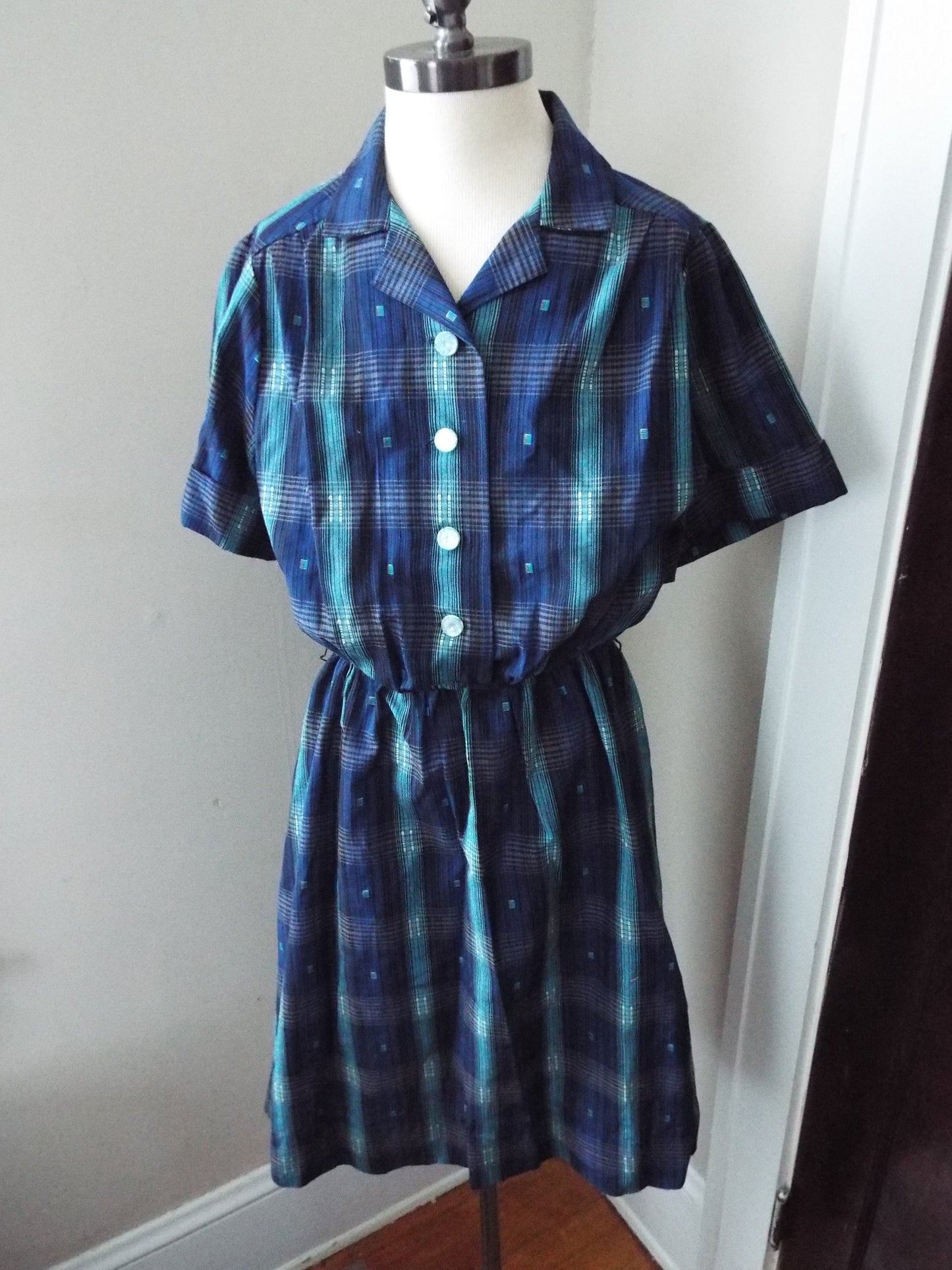 Vintage Short Sleeve Striped Dress