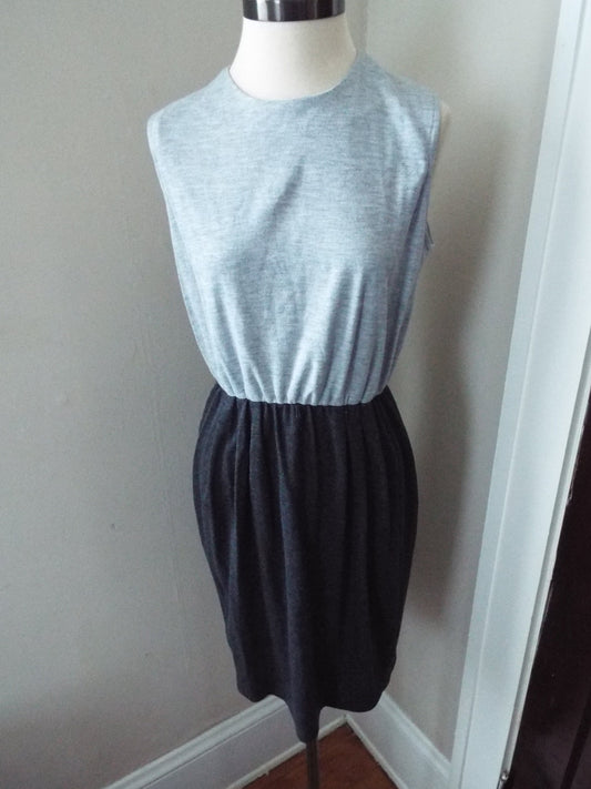 Vintage Sleeveless Light and Dark Gray Dress