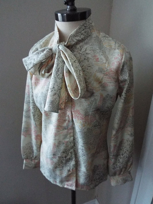 Vintage Long Sleeve Floral Print Blouse by Judy Bond