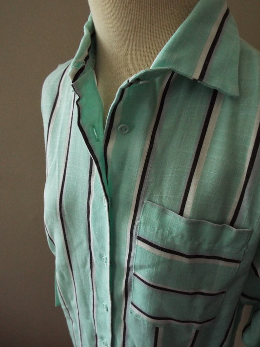 Vintage Long Sleeve Button Down Striped Blouse by Christina's