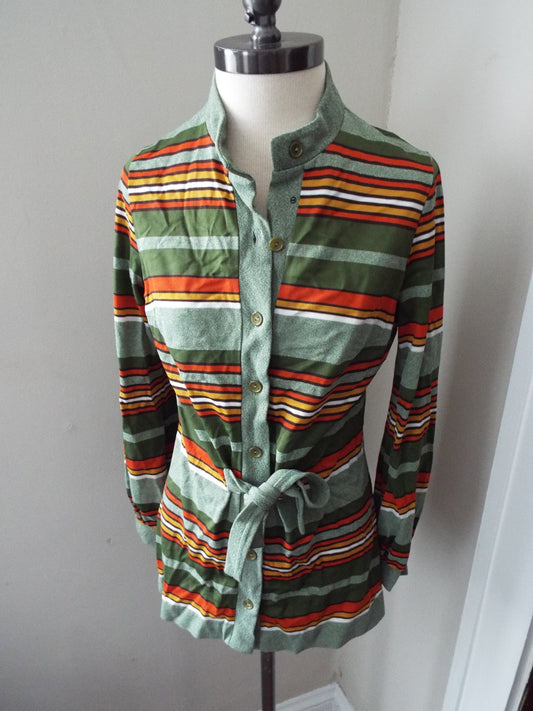 Vintage Long Sleeve Button Down Striped Blouse by Trissi