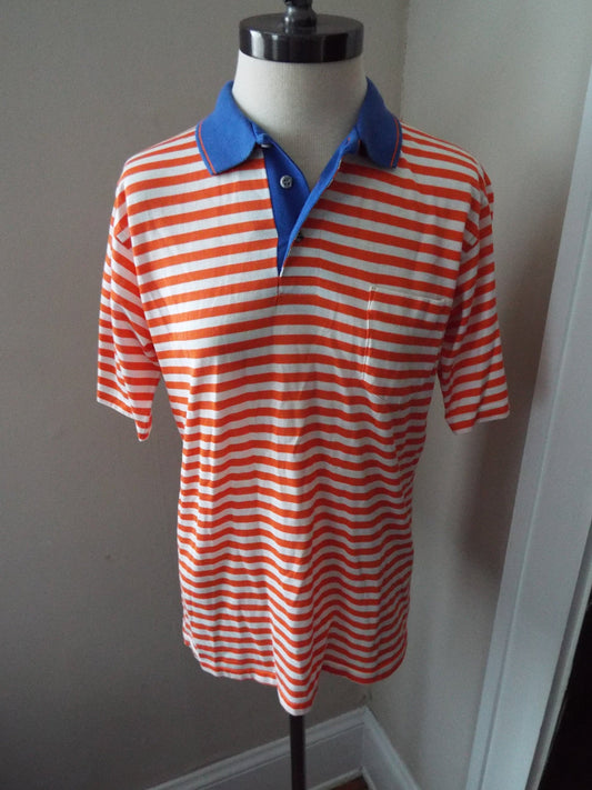 Vintage Short Sleeve Striped Polo Shirt by Cross Creek
