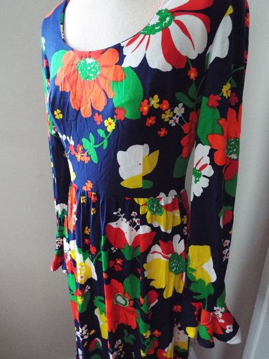 Vintage Long Sleeve Floral Print Maxi Dress by Keram