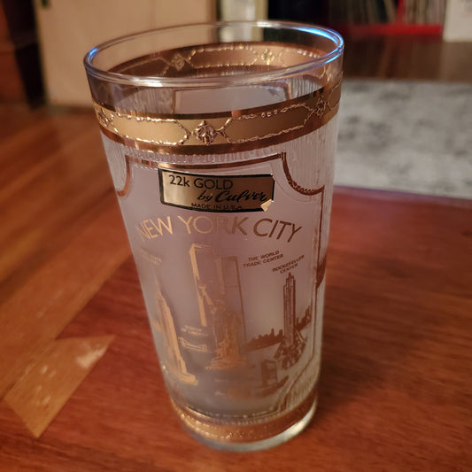 Vintage Culver 22k Gold New York City Glass