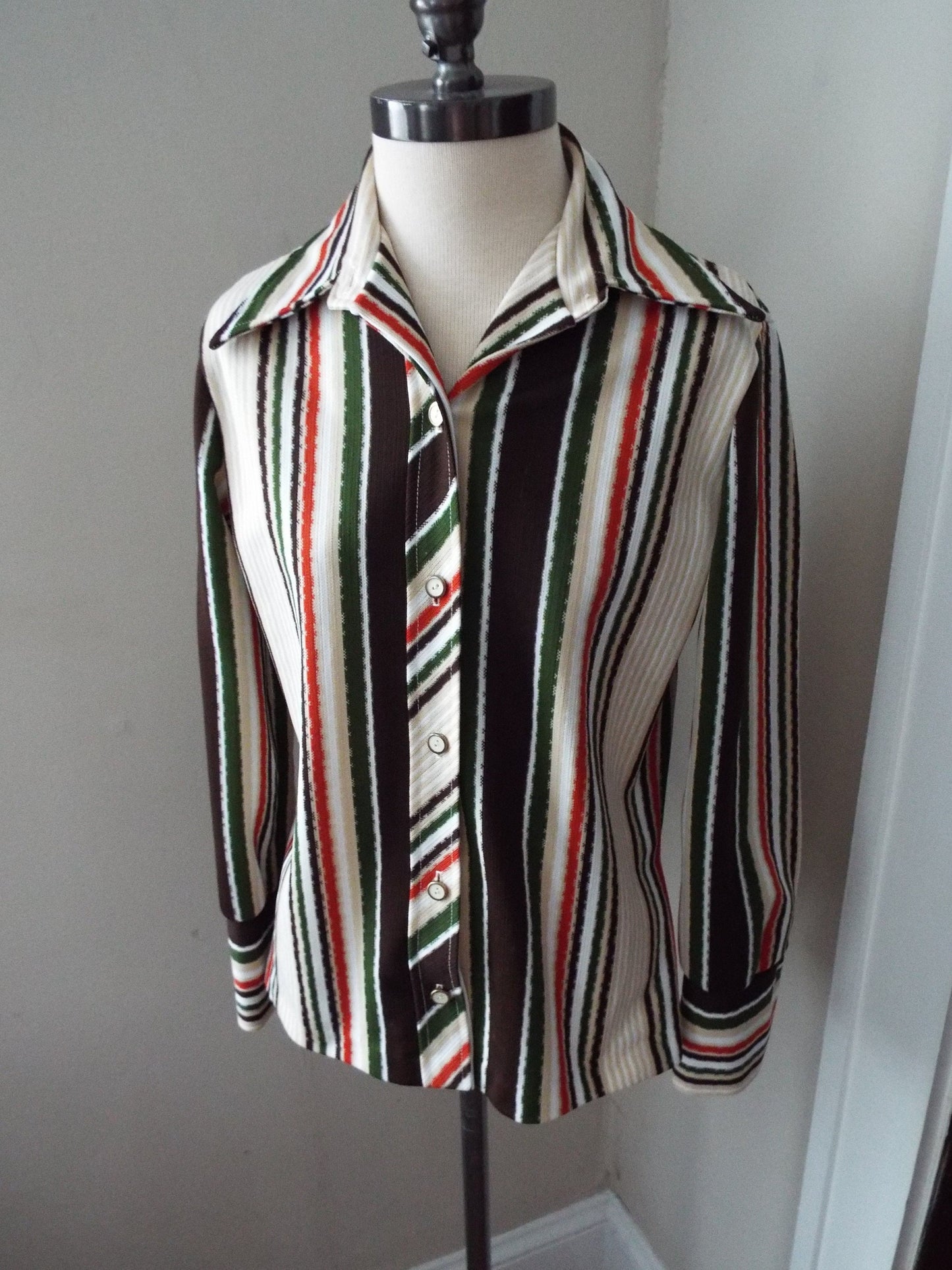 Vintage Long Sleeve Striped Blouse