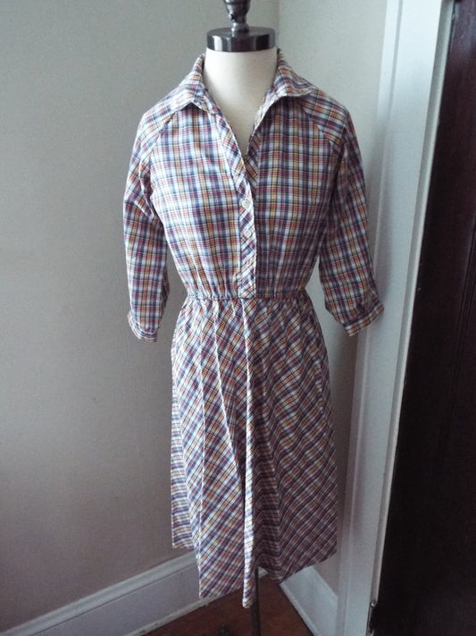 Vintage Long Sleeve Plaid Dress