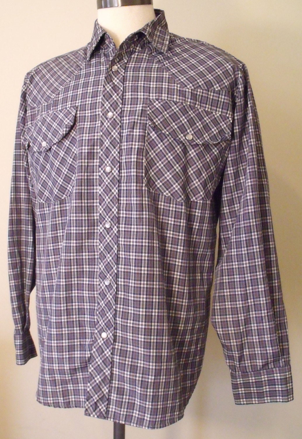 Vintage Plaid Western Snap Shirt by Haband
