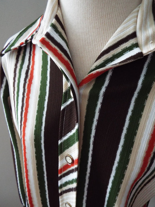 Vintage Long Sleeve Striped Blouse