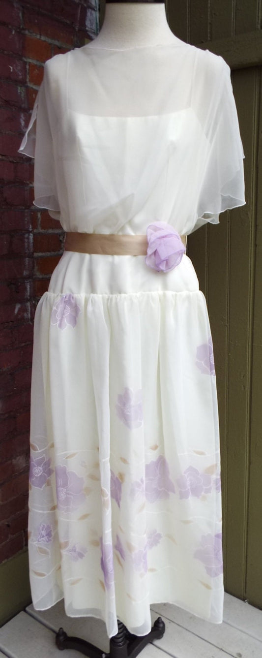 Vintage White Floral Sleeveless Dress by Bianchi