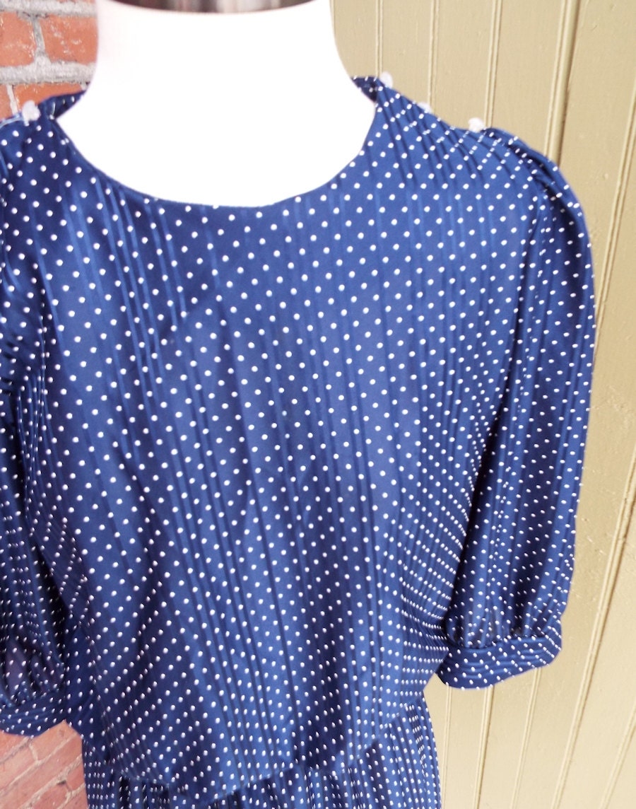 Vintage Blue Polka Dot Short Sleeve Dress by Just Ducky