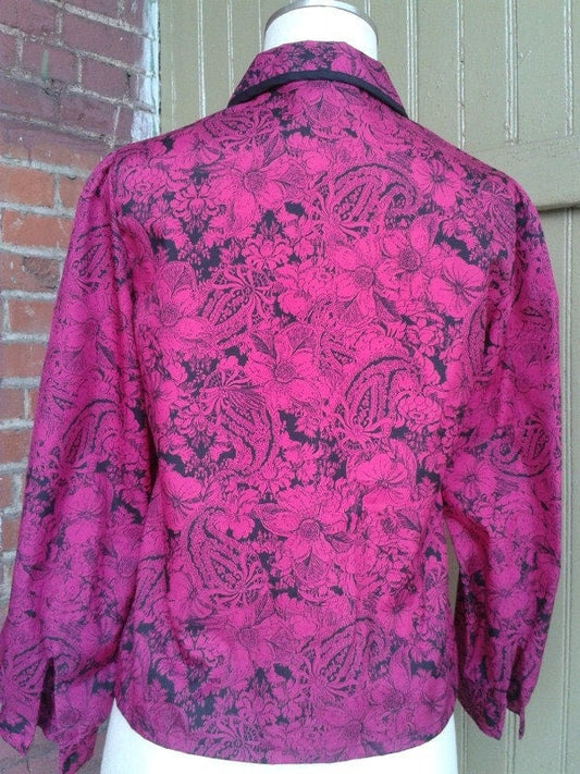 Vintage Pink and Black Blouse by Judy Bond Petites Size 6P
