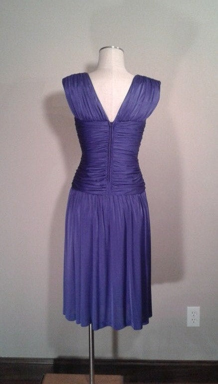 1980's Purple Sleeveless Cocktail Dress by Samir Size 4