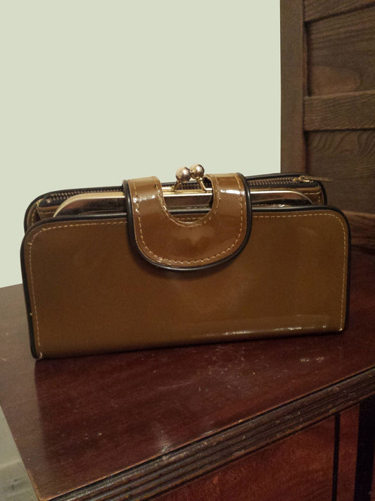 Vintage Brown Vinyl Wallet for Her