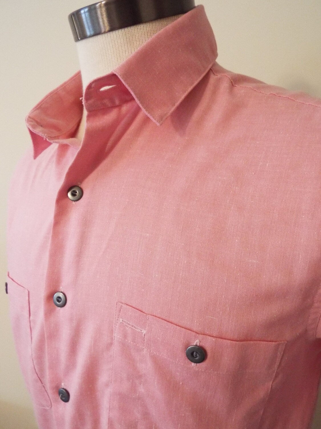 Vintage Short Sleeve Pink Button Down Shirt by Lee